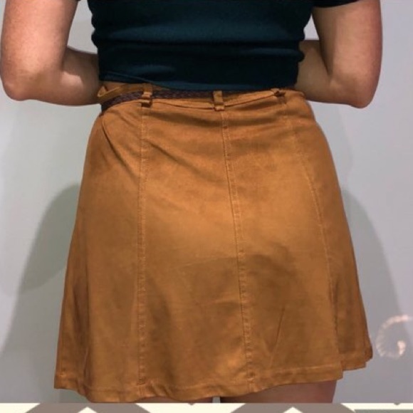 Tan Faux Suede Skirt - Picture 3 of 11